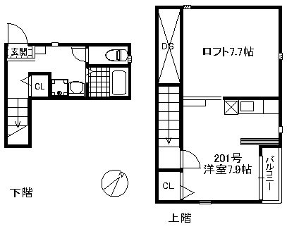 グレースハイツ博多駅南 201号室 間取り