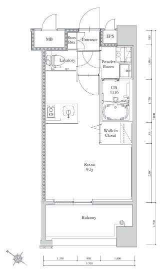 エンクレスト天神南PURE  1012号室 間取り