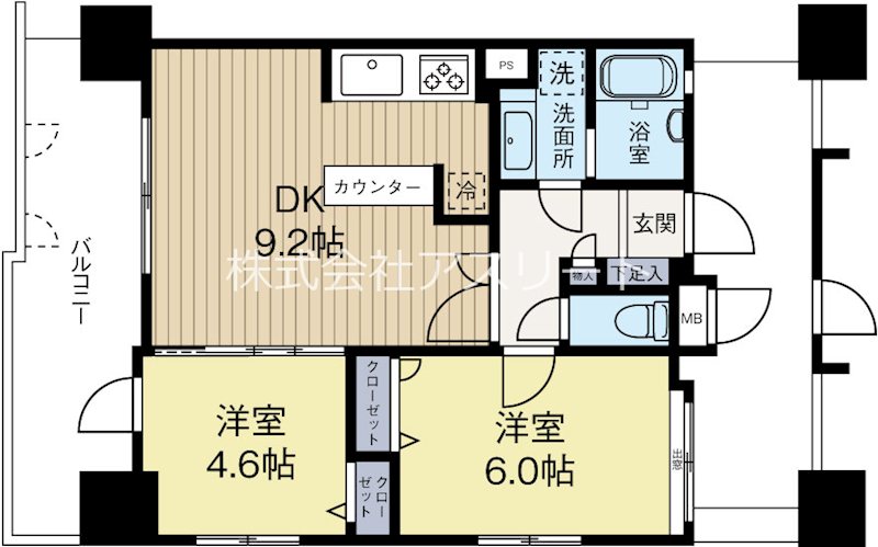 アクタス博多Vタワー 1305号室 間取り