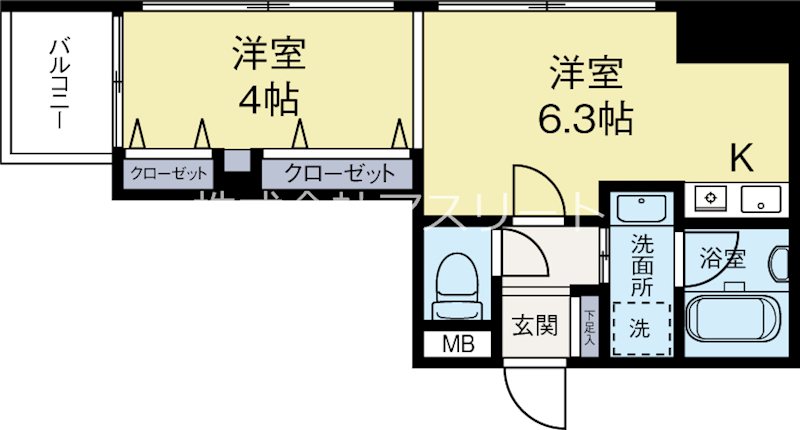 Ruis HAKATA 601号室 間取り