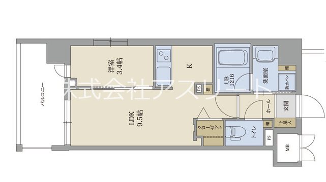 ウェルブライト美野島 705号室 間取り