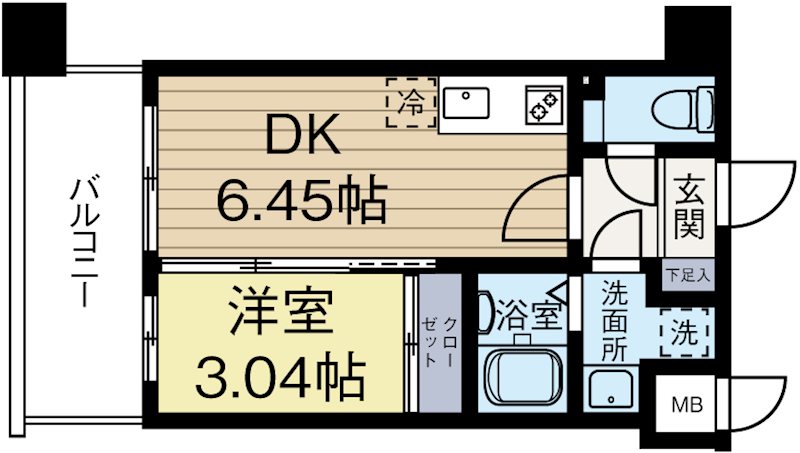 グランフォーレ箱崎ステーションプラザ 203号室 間取り