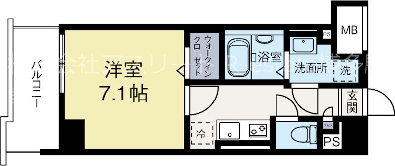 ドゥバーグ渡辺通 804号室 間取り