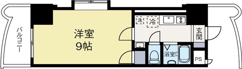 ロイヤル渡辺通154 911号室 間取り