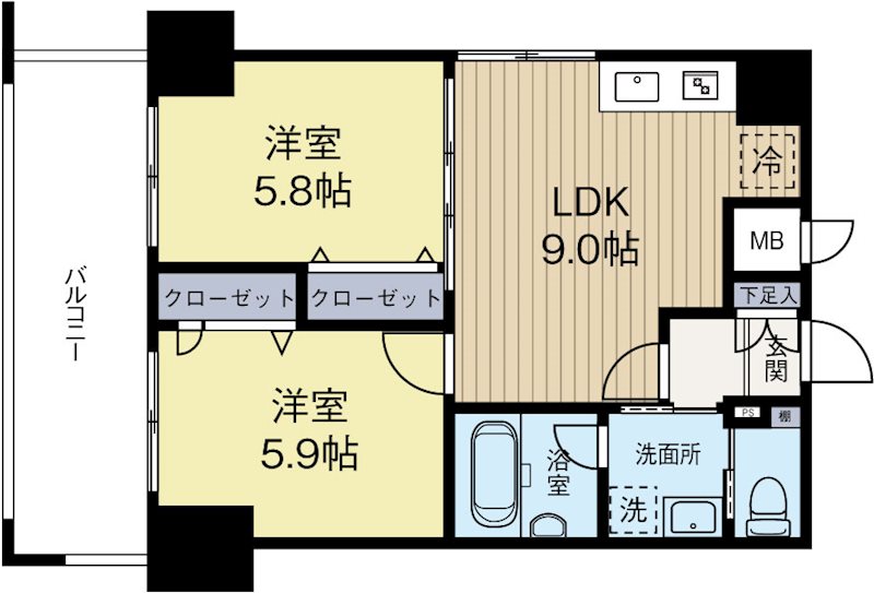 アトラスアルファーノ箱崎 307号室 間取り