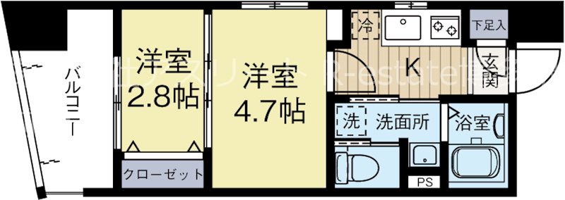 グランフォーレ地行 801号室 間取り