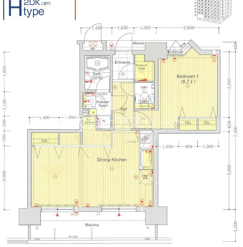 エステムプラザ天神EASTプレミアムタワー 間取り図