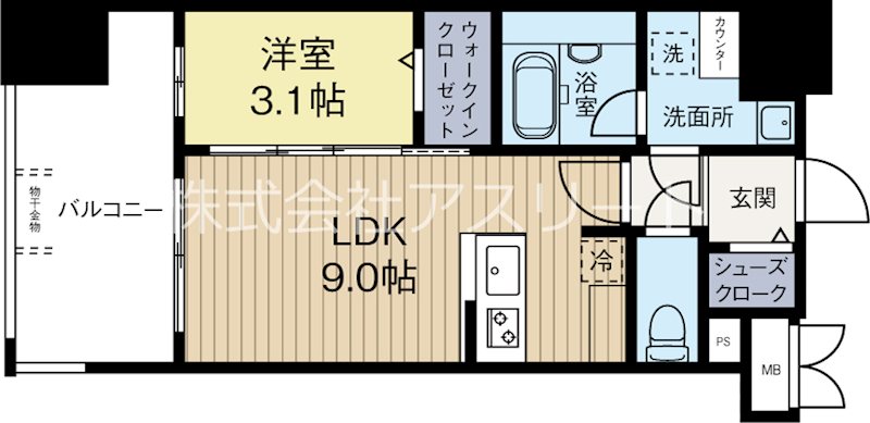 グランフォーレ千早マークスクエア　ウエストウイング 1204号室 間取り