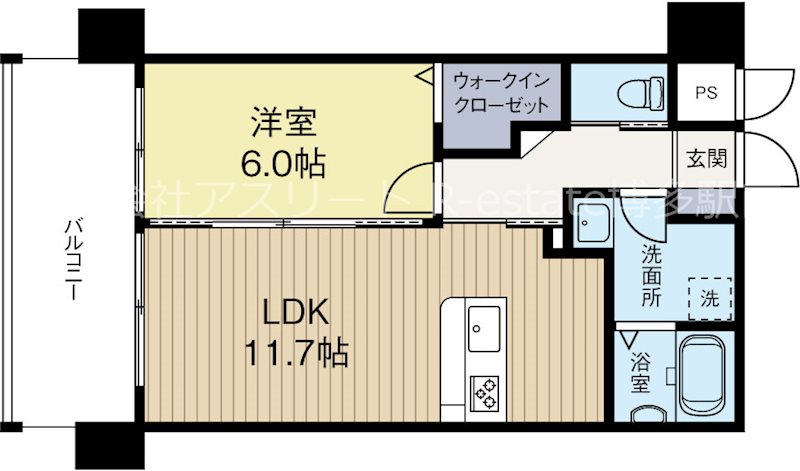 ニューガイアリルーム九大病院前 603号室 間取り