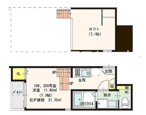 スタート博多 101号室 間取り