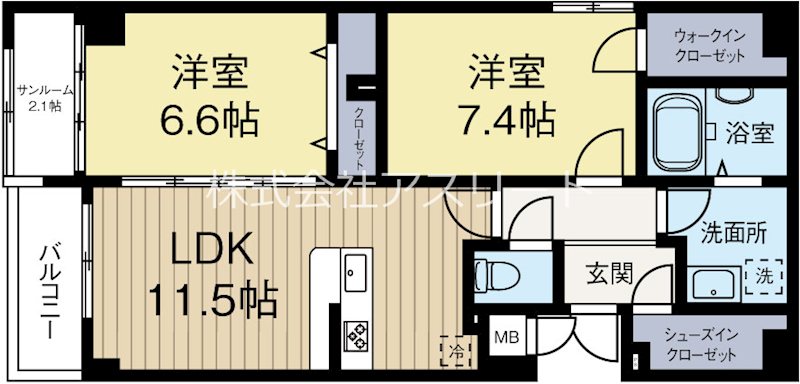エルヴィータ渡辺通 201号室 間取り