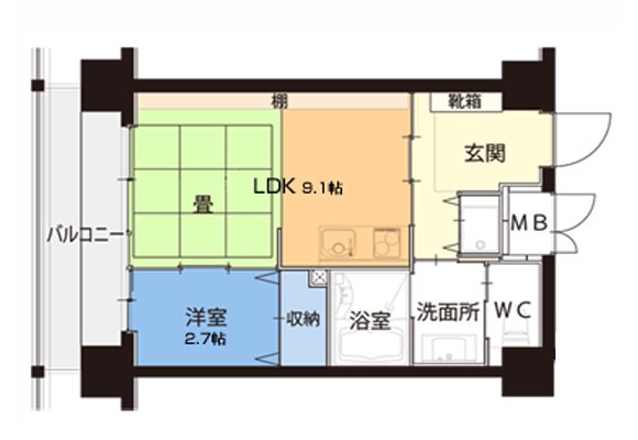 インシェイプ大濠 304号室 間取り