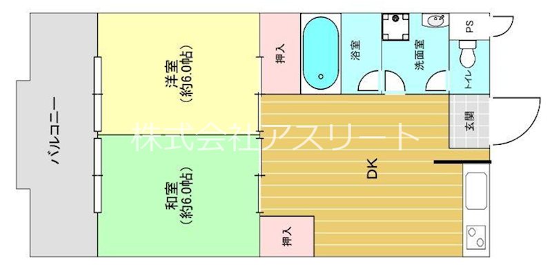 福岡リバーキャッスル 413号室 間取り