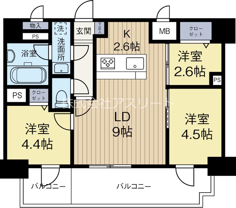 モダンパラッツォ天神南2 1002号室 間取り