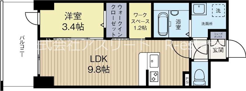ミースカセッタ博多 1003号室 間取り