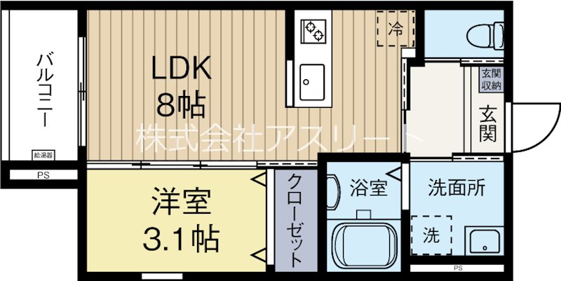 robot home 渡辺通 301号室 間取り