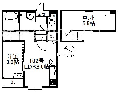 ポラリス美野島 102号室 間取り