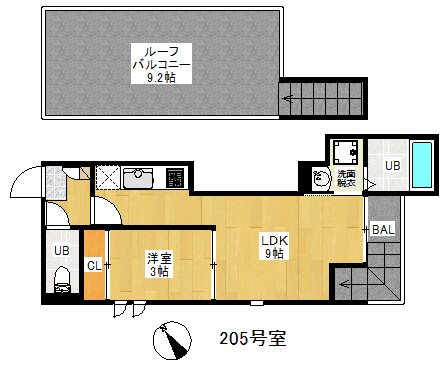 GRANDTIC箱崎宮前 205号室 間取り