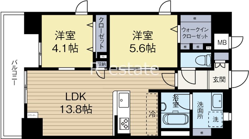 インシグニア渡辺通 904号室 間取り