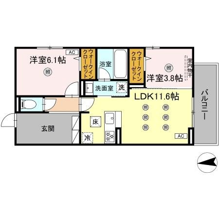 Pure Wind Garden　A棟 301号室 間取り