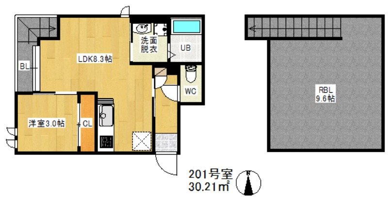 GRANDTIC　Dolce　井尻 201号室 間取り