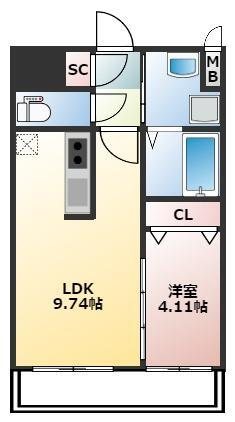 Calm Rivi&egrave;re箱崎 210号室 間取り