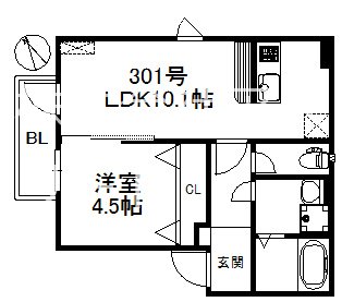 グランヒル箱崎 301号室 間取り
