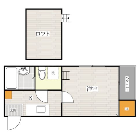 コンフォートベネフィス箱崎10 201号室 間取り