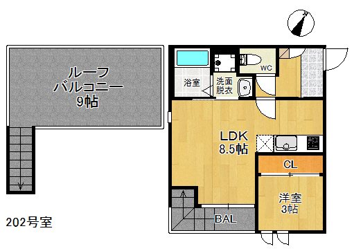 Grandtic Riz 高宮 202号室 間取り