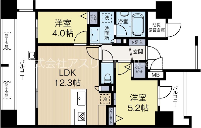 グランフォーレ千早マークスクエア　ウエストウイング 1301号室 間取り