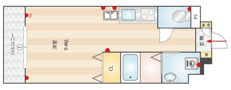 ウェリス箱崎 802号室 間取り