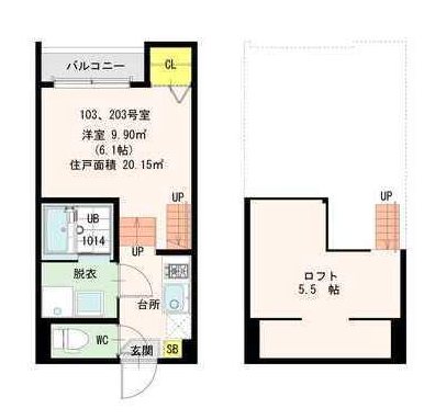 ザイオン薬院 103号室 間取り