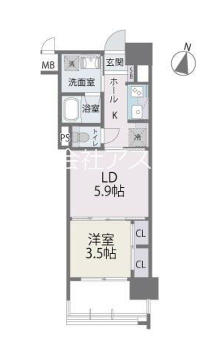 RJRプレシア百年橋 508号室 間取り