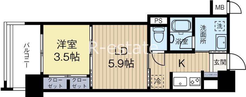 RJRプレシア百年橋 508号室 間取り
