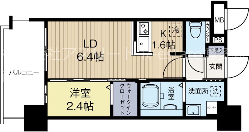 グランフォーレプライム箱崎 402号室 間取り