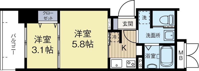 グランフォーレ地行 705号室 間取り