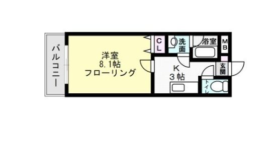 B＆L天神 703号室 間取り
