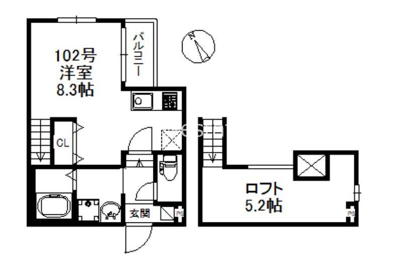 ポラリス箱崎 102号室 間取り