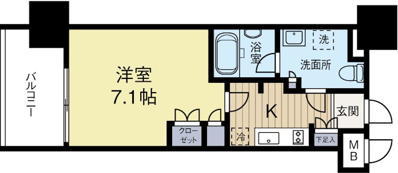 パークリュクス大手門mono 603号室 間取り