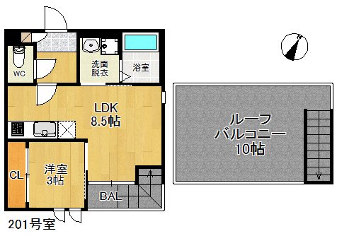 Grandtic Riz 高宮 201号室 間取り
