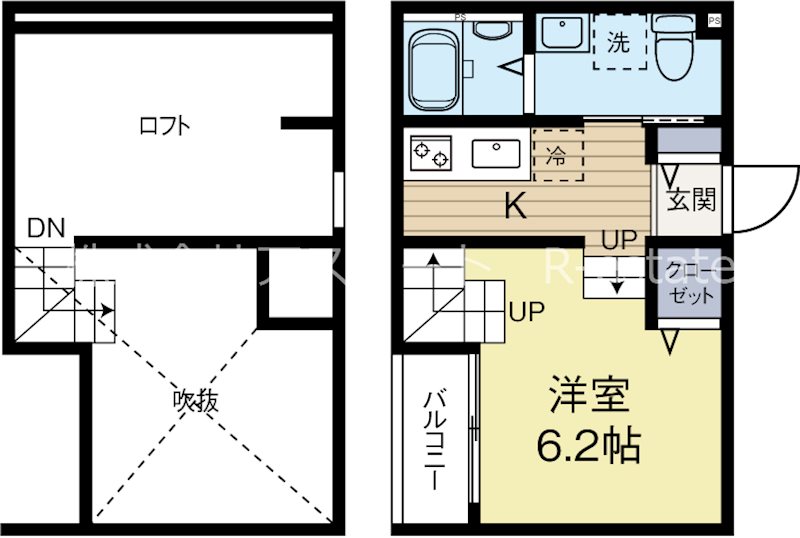 Coco Calm半道橋 102号室 間取り
