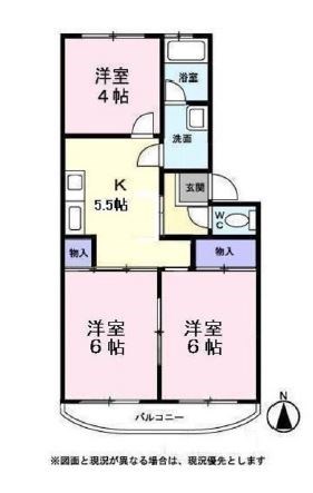 サンハイツ六浦 003D号室 間取り