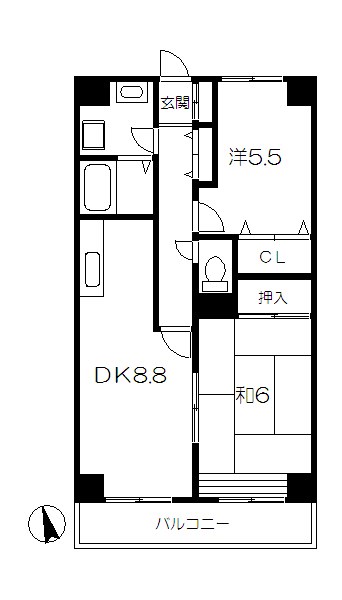 グレイスコート金沢文庫 102号室 間取り