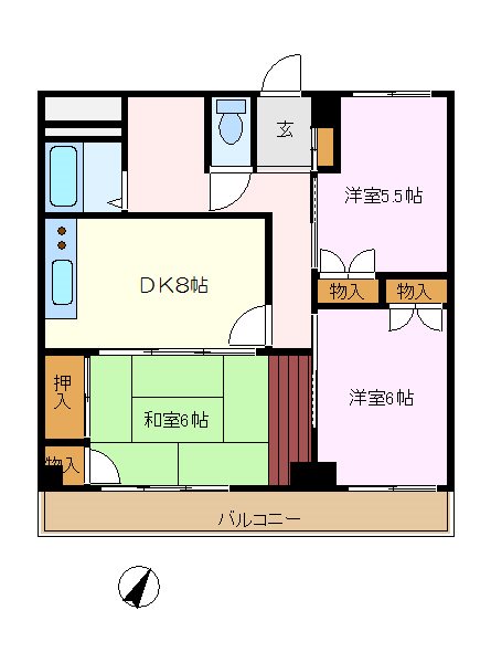 オオサワヒルズ 502号室 間取り