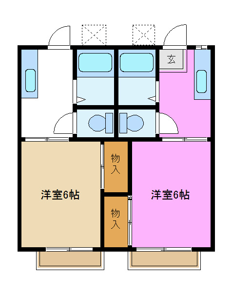 グリーンヒル六国 205号室 間取り