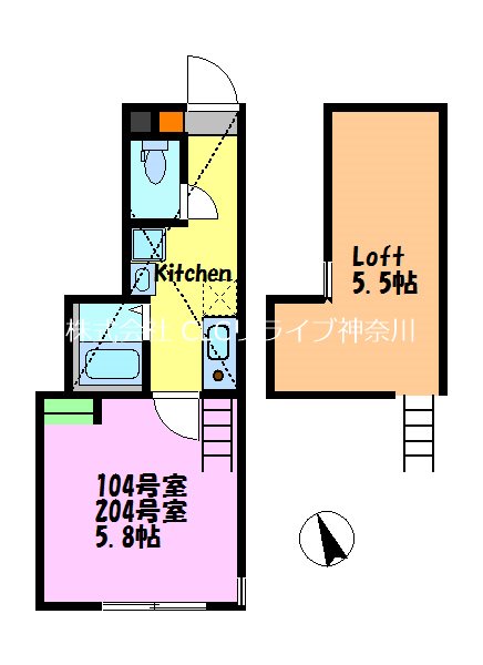 ライトブリックス追浜 204号室 間取り