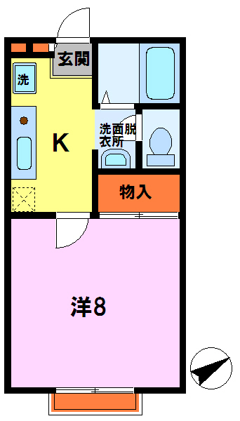 シャラ八景館ウエスト 105号室 間取り