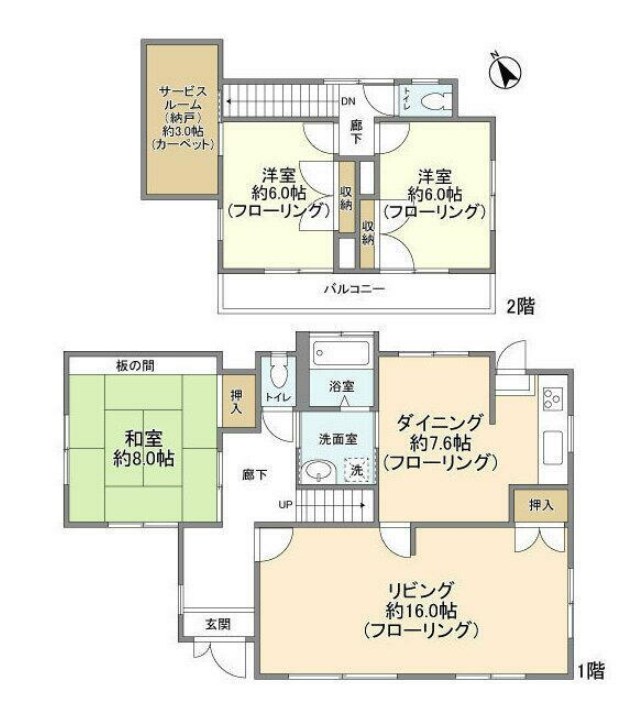 釜利谷西6丁目貸家 間取り図