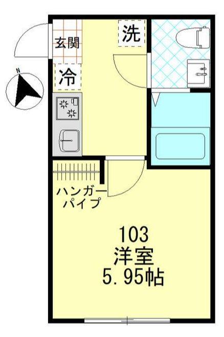 バーンサヌーク杉田 103号室 間取り
