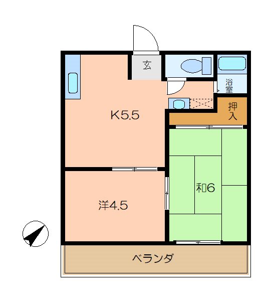 ドミールK 201号室 間取り